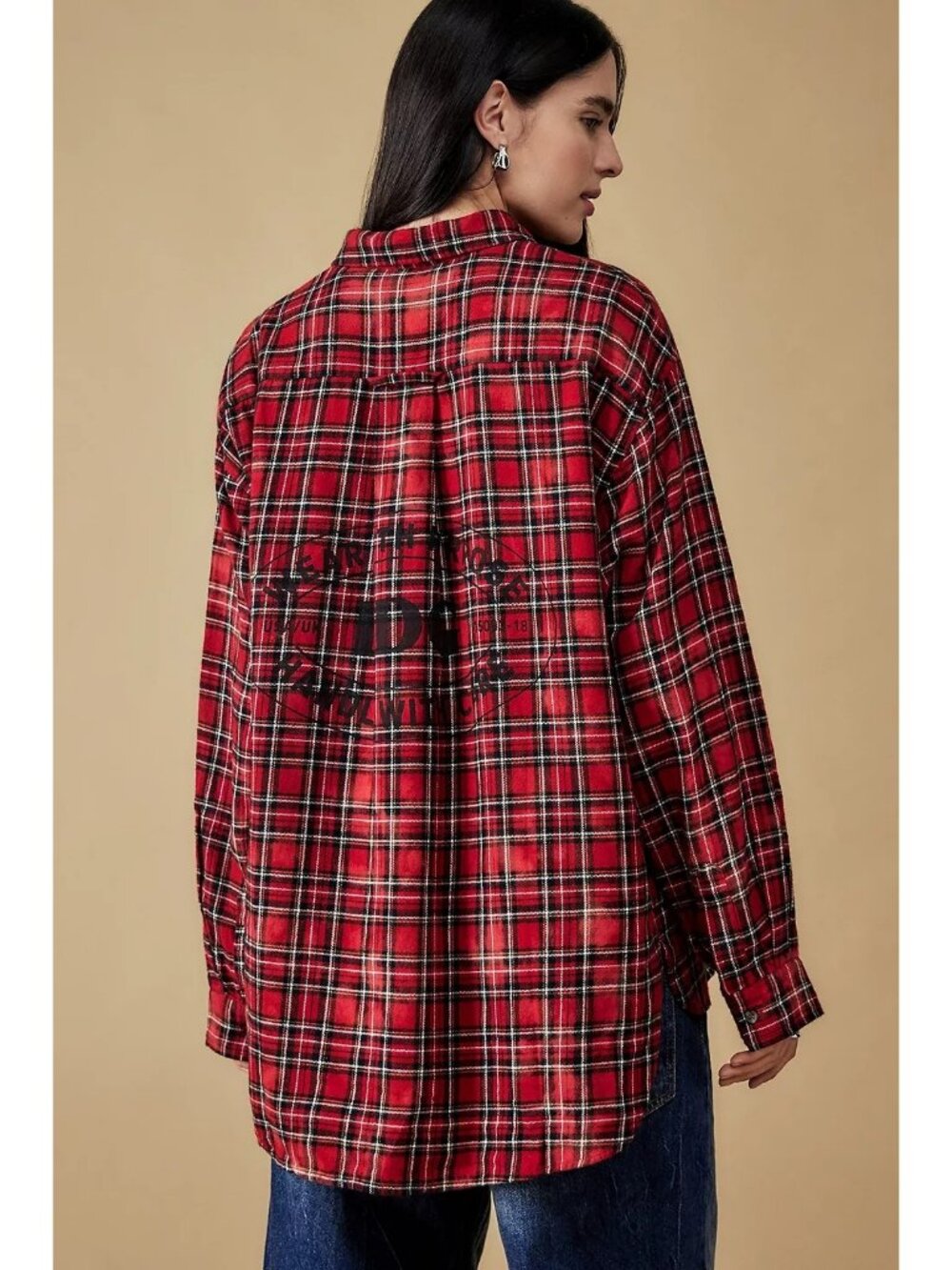 BDG Urban Outfitters Rae Red Oversized Lightweight Flannel Shirt S NEW Cotton